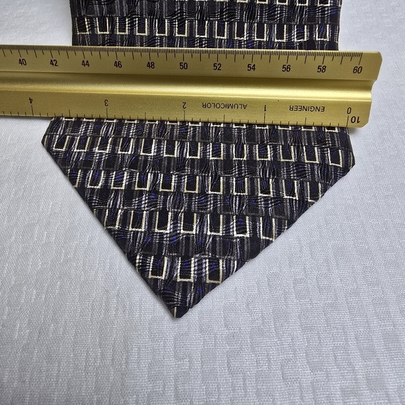 Dani Black Navy Gold Textured Mwns 100% Silk Tie Excellent Condition - Picture 4 of 9